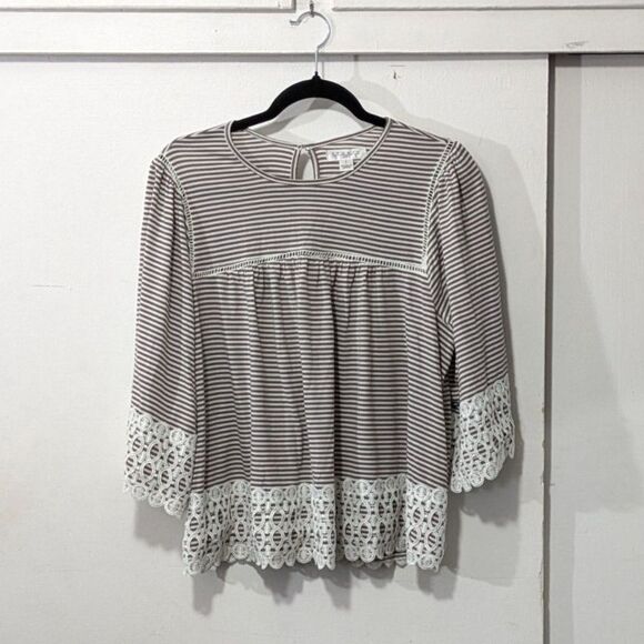 Studio Jpr Tops - Studio JPR striped and laced peasant top sz. L